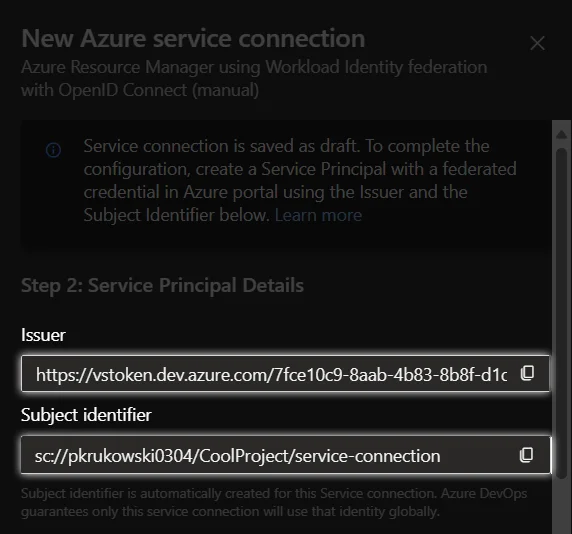 Create a service connection